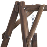 Outsunny 2-Seat Porch Swing with Stand, Wooden Patio Swing Chair Bench, for Garden, Poolside, Backyard, Carbonized Outsunny