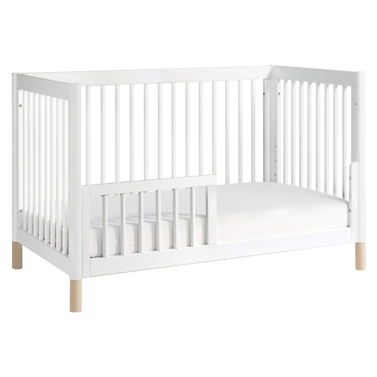 Babyletto Gelato 4-in-1 Convertible Crib with Toddler Bed Conversion in White and Washed Natural, Greenguard Gold Certified babyletto