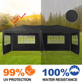 TUKAILAI 10' x 20' Pop Up Gazebo Marquee, Anti-UV Party Wedding Tent Event Shelters with 6 Removable Sidewalls & Carry Bag, Heavy Duty Instant Canopy for Outdoor Camping Garden Patio (Black) TUKAILAi