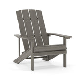 Flash Furniture Charlestown Indoor/Outdoor Faux Wood Adirondack Chair, Weather-Resistant Polyresin Patio Adirondack Chair with 350-lb. Static Weight Capacity, Gray Flash Furniture
