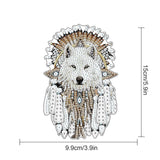 White Wolf Diamond Painting Hanging Ornament – DIY 5D Crystal Art Kit with Feathers, Tribal Totem Style Diamond Art Pendant Ornament Wall or Window Decoration for Adults AiYuanzsh