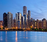 Diamond Painting Adult Painting Kits Chicago Chicago Skyline of The Downtown Skyline at Dusk Home Bedroom Living Room Art Wall Decoration 12"x16" Puzzle art