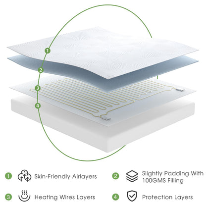 Califonia King Size Electric Heated Mattress Pad 10 Heat Settings Dual Control with Memory Timer for 1-12 Hours Auto Off, Lighted Button