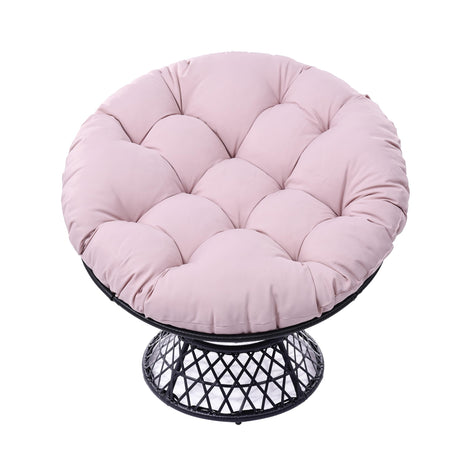 Hubhalsun 360° Swivel Papasan Chair - 350lbs Capacity Indoor/Outdoor Wicker Lounge Chair with Thick Cushion, Modern Accent Chair for Living Room, Bedroom, Patio Hubhalsun