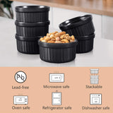 Yachi Ceramic Ramekins 4oz set of 6,Porcelain Ramekins Oven Safe,Stoneware Souffle,Baking Souffles,Creme Brulées,Custards, Puddings,Dishwasher Oven Safe,Black Ramekins Yachi