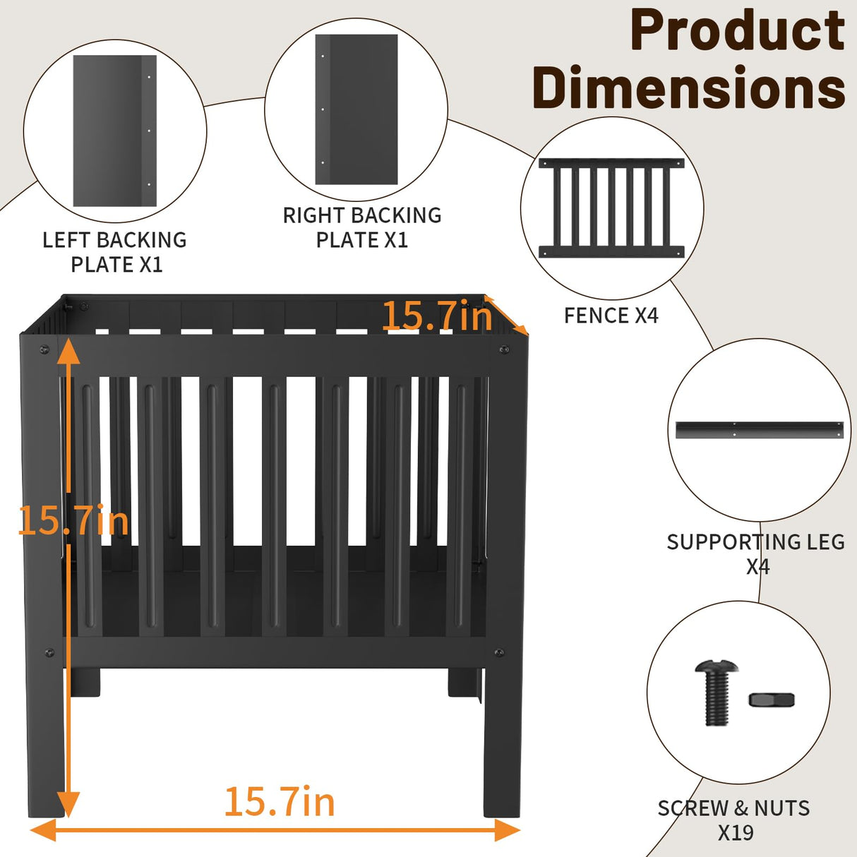 TBMLC 16-Inch Square Steel Grating Fire Pit in Black - Portable and Durable,Perfect for Backyard, Camping, and Bonfire Gathering Outdoor TBMLC