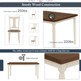 LUMISOL Farmhouse Style 6 Piece Dining Table Set with Bench Includes 60" Rectangular Kitchen Table, 4 Chairs & Bench, Brown+Cottage White LUMISOL