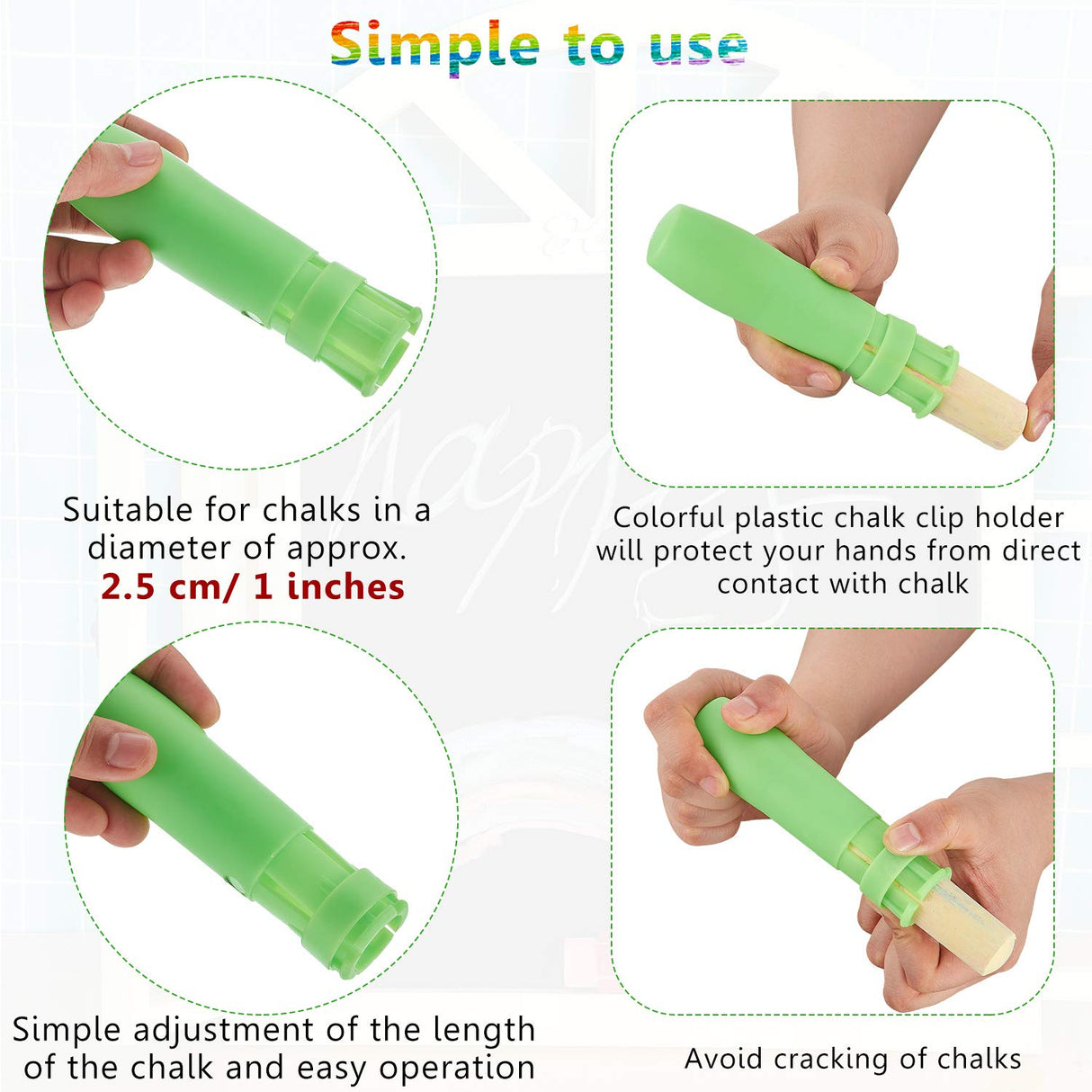 Sidewalk Chalk Holders for Back to School Railroad Chalk Holder Jumbo Plastic Adjustable Clip for Kids Teachers Students Office or Classroom(5 Pieces) Outus