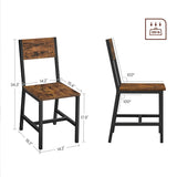 VASAGLE Dining Chair Set of 2, Rustic Wood Chairs with Metal Steel Frame, Easy to Assemble, Stable, Comfortable Seat, Modern Farmhouse Chair for VASAGLE