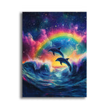 Yomiie 5D Dolphin Rainbow Diamond Painting Kits for Adults, Paint with Diamonds Art Sea Life DIY Full Round Drill Kits, Embroidery Rhinestone Diamond Crystal Craft Canvas Home Wall Decor 30x40 cm Yomiie
