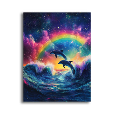 Yomiie 5D Dolphin Rainbow Diamond Painting Kits for Adults, Paint with Diamonds Art Sea Life DIY Full Round Drill Kits, Embroidery Rhinestone Diamond Crystal Craft Canvas Home Wall Decor 30x40 cm