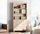 WAMPAT 3 Tier Bookshelf with 3 Drawers, 72" Tall Bookcase Large Farmhouse Display Book Case Shelf with 3-Tier Open Book Shelfs，Library Wood Bookshelves for Living Room,Kitchen, Light Oak WAMPAT