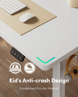 FEZIBO Electric Standing Desk, Height Adjustable Stand up Desk, 55 x 24 Inches Sit Stand Home Office Desk, Computer Desk, White FEZIBO