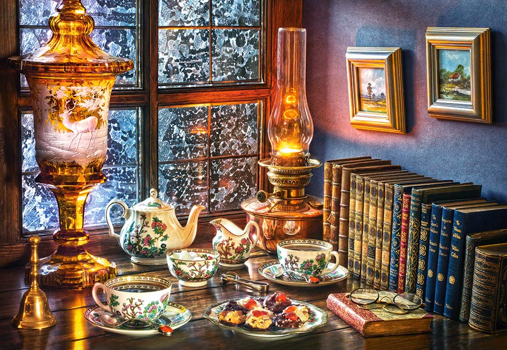 CASTORLAND 1000 Piece Jigsaw Puzzle, Afternoon Tea, Classic Interior, Old Fashioned Furniture, Oil lamp, Beautiful vase, Adult Puzzle, Castorland C-104116-2 Castorland