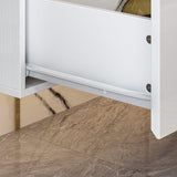 Homsee Floating LED TV Stand for TVs up to 70", Wall Mounted Wood Media Console with Glossy Surface & LED Lights, Modern Entertainment Center with 3 Drawers for Living Room, Bedroom, White Homsee