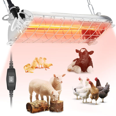 Large Chicken Coop Heater Lamp, 300W Carbon Fiber Brooder Heater Plates, Adjust 2 Mode Temp&Hanging Height for Chick Coop Brooder Box Supplies Livestock Heating Warm Poultry House14x5.5x3IN