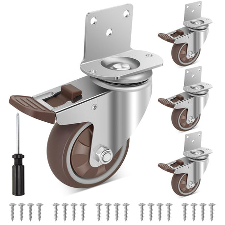 W B D WEIBIDA 3 Inch Side Mount Casters Wheels, L-Shaped Rubber Casters Set of 4, 360 Degree Ball Bearing Swivel Casters, Heavy Duty Casters Wheels for Workbench, Baby Beds, Cabinets, Tables W B D WEIBIDA