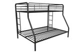 DHP Dusty Metal Bunk Bed Frame for Kids, Teens, and Adults, With Angled Ladder, High Full Length Guardrail, Smooth Rounded Edges, No Boxspring Required, For Small Spaces, Twin-Over-Full, Black DHP