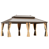 GAZEBEST 14'x20' Hardtop Gazebo Outdoor Aluminum Patio Gazebo Double Roof Galvanized Steel Gazebo Canopy with Netting and Curtains,for Garden Patio,Patio Backyard,Deck and Lawns GAZEBEST