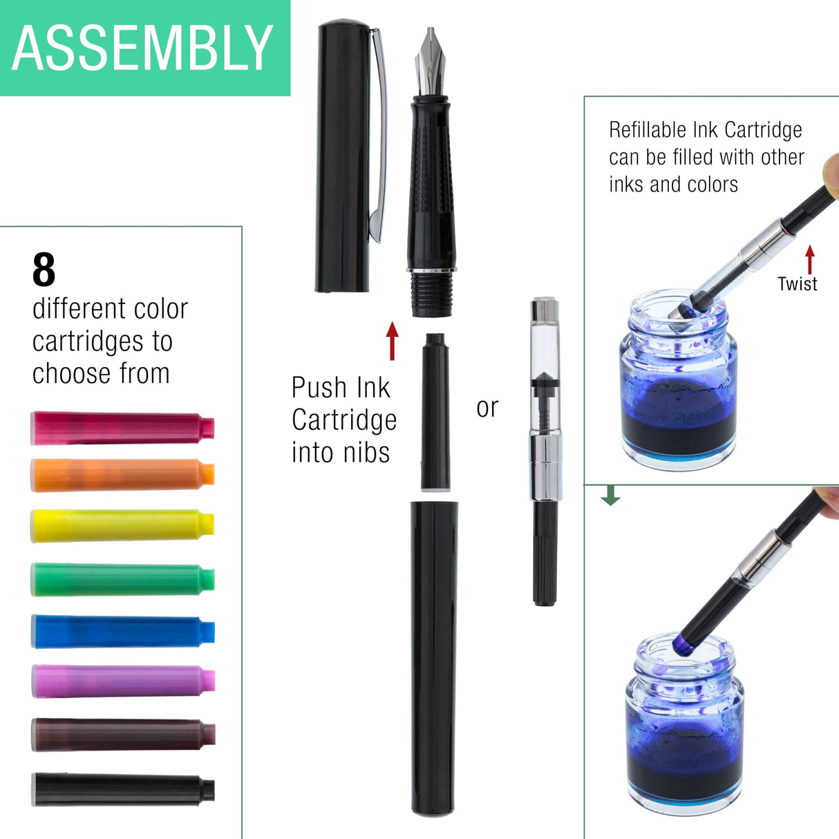 U.S. Art Supply 35-Piece Calligraphy Pen Set - 4 Pens, 5 Nibs, 22 Inks, Includes Calligraphy Pens for Writing, Beginners Handbook & Practice Paper Pad U.S. Art Supply