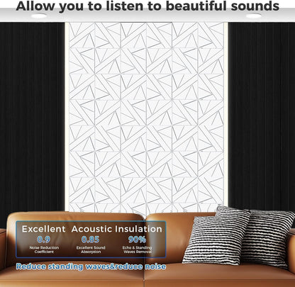 【10 Pack】Acoustic Panels Self-Adhesive (0.4" Thick | 0.8lb/ft³ Medium Density) - 12x12 Soundproof Foam Tiles for Home Office/Wall Sound Absorption, Noise Reduction Panels Studio Use - White