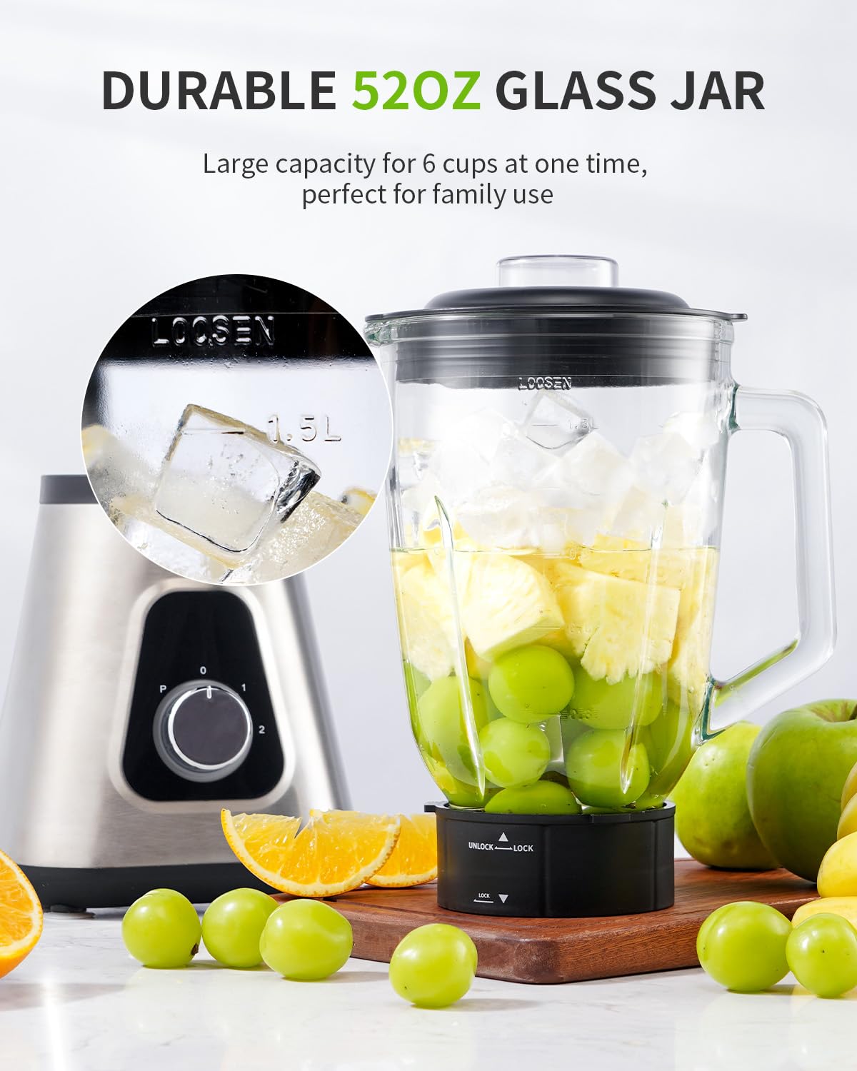 SHARDOR 1200W Blender for Shakes and Smoothies, 52 Oz Countertop Blender & 22 Oz Personal Blender Combo, 3 Adjustable Speed for Frozen Fruit Drinks, Smoothies, Sauces, Large Capacity