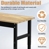 IBXFO 48" Adjustable Workbench, 2000LBS Rubber Wood Top Heavy-Duty Workstation, Suitable for Large Capacity Rubberwood Countertop Workbench for Garage, Office, Workshop IBXFO