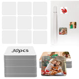 Sublimation Magnet Blanks, 30PCS Sublimation Blank Refrigerator Magnets - Personalized Square Fridge Magnet Sublimation Blanks Products for Kitchen Office Decorative, 5.5x5.5 cm (Square) Deekypol