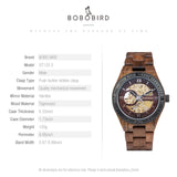BOBO BIRD Mens Wood Watches Skeleton Mechanical Wooden Watch Lightweight Luxury Wristwatches with Natural Wood Band of Limited Edition Collection for Men (red) BOBO BIRD