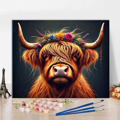Highland Cow Paint by Numbers for Adults Beginners, Adult Paint by Number Kits Animal Theme, DIY Oil Painting for Gift Home Wall Decor (Wildlife Series) 16"x20" - Frameless