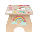 Unicorn Step Stool for Kids- Personalized Wood Toddler Step Stool with Name for Kitchen Sink, Bathroom, Potty Training, Kitchen Sink- Sturdy and Safe- Made in USA by BloomOwl (Unicorn- Doodle) BloomOwl