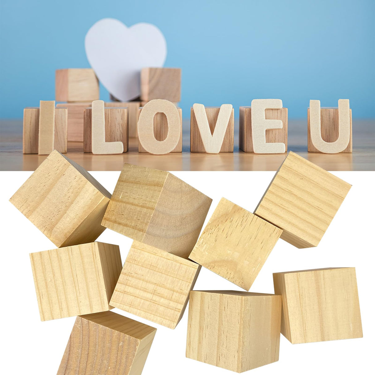 MUXGOA Wood Blocks for Crafts,2 Inch Unfinished Wooden Cubes Natural Wood Blocks for Crafts Making & DIY Projects & Decor(Pack of 9) MUXGOA