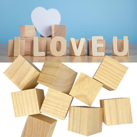 MUXGOA Wood Blocks for Crafts,2 Inch Unfinished Wooden Cubes Natural Wood Blocks for Crafts Making & DIY Projects & Decor(Pack of 9) MUXGOA