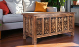 Coffee Table 36x18 Inch – Hand-Carved Solid Wood Center Table, Vintage Burnt Finish Modern Coffee Table for Living Room, Entryway Table for Magazines, Books & Plants The Wooden Town