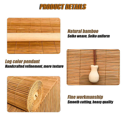 Retro Green-White Bamboo Roll-Up Blinds for Outdoor and Indoor Use - WoodArtSupply