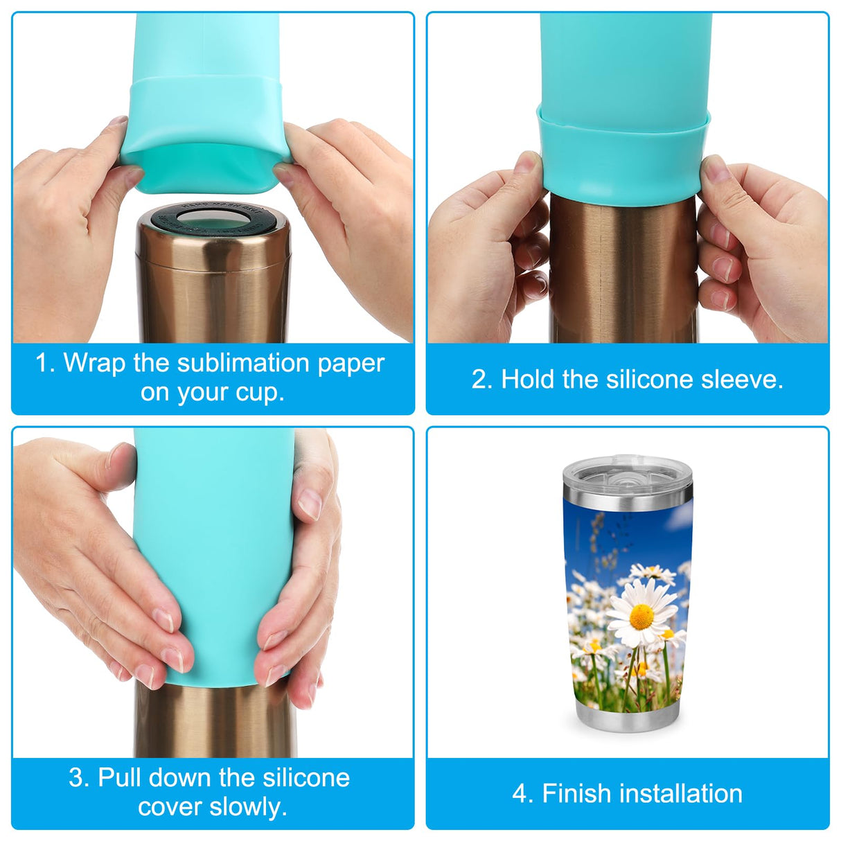 PATIKIL Silicone Sublimation Tumblers Sleeve, 2 Pcs Heat Resistant Seamless Tumblers Wrap for 20 Oz Skinny Sublimation Blank Cups, Black PATIKIL