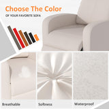 Massage Recliner Chair, Single Sofa Chair with Remote Control, Chair Recliner, Lazy Boy Recliner Chair, Living Room Recliners with Pu Leather Padded Seat Backrest, Recliner Chairs for Adults, Beige MKDLUFEI