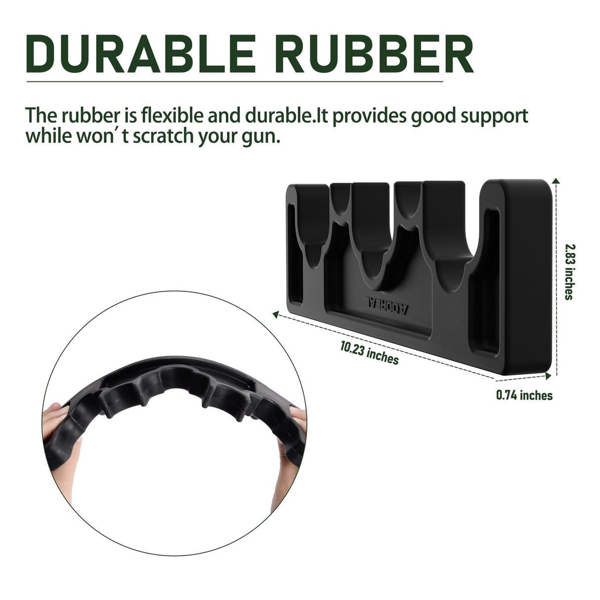 Adoreal Magnetic Rifle Rack, Durable Rubber Gun Rack for Gun Storage, Magnetic Gun Holder in Gun Cabinet, Shotgun Rifle Barrel Rest Gun Safe Organizer Indoor Gun Racks Size10.23”Lx2.83”Wx0.74”H Adoreal