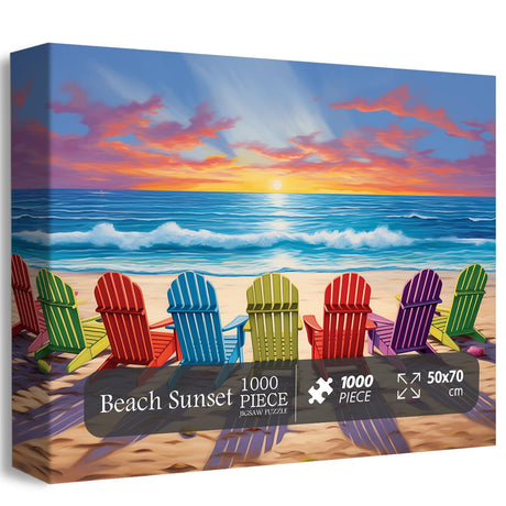 Beach Puzzles for Adults 1000 Pieces and up, PICKFORU Colorful Puzzle Collection Lounge Chair Beach Scene, Summer Puzzle as Home Decor PICKFORU