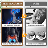 RESTREAL 4D Massage Chair Full Body, Zero Gravity SL-Track Shiatsu Electric Massage Chair Recliner, Airbag Massage, Deep Yoga Stretch with Heat Body Scan Bluetooth Foot Roller, Extendable Footrest RESTREAL