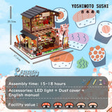 DIY Dollhouse Miniature Wooden Furniture Kit, Doll House Kit with Dust Proof Cover and Music Box, Mini Handmade Wooden Dollhouse Toys for Adult Gift (M2011) Lannso