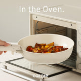 CAROTE 15pcs Ceramic Cookware Set, Pots and Pans Set Non Stick, Induction Kitchen Cookware Sets, Non Stick RV Cookware Set with Detachable Handle, Dishwasher/Oven Safe Cookware Set, Cream White CAROTE