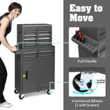 Winado 4-Drawer Rolling Tool Chest with Wheels & Lock, Tool Box with Large Storage Cabinet and Adjustable Shelf, Removable Portable Top Box for Garage, Warehouse, Factory Winado