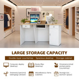 Reception Desk, Modern Front Desk with Lockable Drawer & Cabinet, Retail Counter Checkout Table, Computer Workstation for Lobby, Salon, Office OQTUHWM