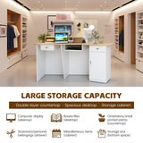Reception Desk, Modern Front Desk with Lockable Drawer & Cabinet, Retail Counter Checkout Table, Computer Workstation for Lobby, Salon, Office OQTUHWM
