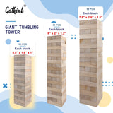 GOTHINK Giant Tumble Tower Game, Large Tumbling Tower Stack to Over 3.2 FT 60pcs Wooden Jumbo Blocks for Outside Yard Games with Carry Case Timber Stacking Game Night Toy Gift for Kids Adults Family GOTHINK