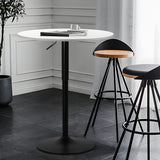 MoNiBloom Bar Table Kitchen Dining Table High Top Table for Home Balcony Indoor Outdoor Bistro Table 27.5''- 36" Height-Adjustable Round Cocktail Table, White,Silver MoNiBloom