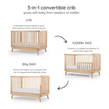 dadada Baby Soho 3-in-1 Convertible Crib – Made in Italy, GREENGUARD Gold, Adjustable Mattress Height, Solid Beechwood – Baby-Safe Finish, Modern dadada