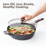 SENSARTE Nonstick Frying Pan Skillet with Lid, 12 Inch Large Deep Frying Pan, 5 Qt Non Stick Saute Pan with Cover, Induction Pan, Healthy Non Toxic Cooking Pan with Helper Handle, PFOA PFOS Free SENSARTE