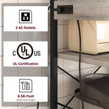 IDEALHOUSE Rustic Gray Bakers Rack with Power Outlet and Large Storage Capacity IDEALHOUSE